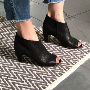 Margiela Black Textural Leather Peep-Toe Bootie